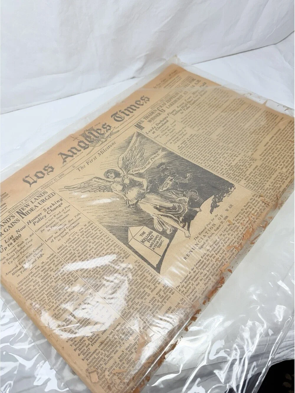 August 27, 1929 Los Angeles Times Newspaper w/ COA Pre-Crash Historic Issue